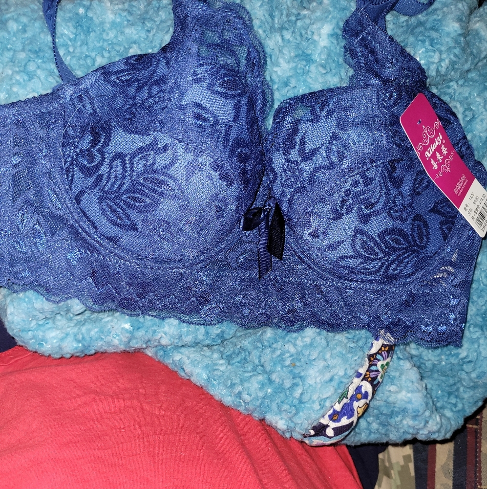 Ladies bra, new with tags. 36 cup fits b and c.  Blue in color